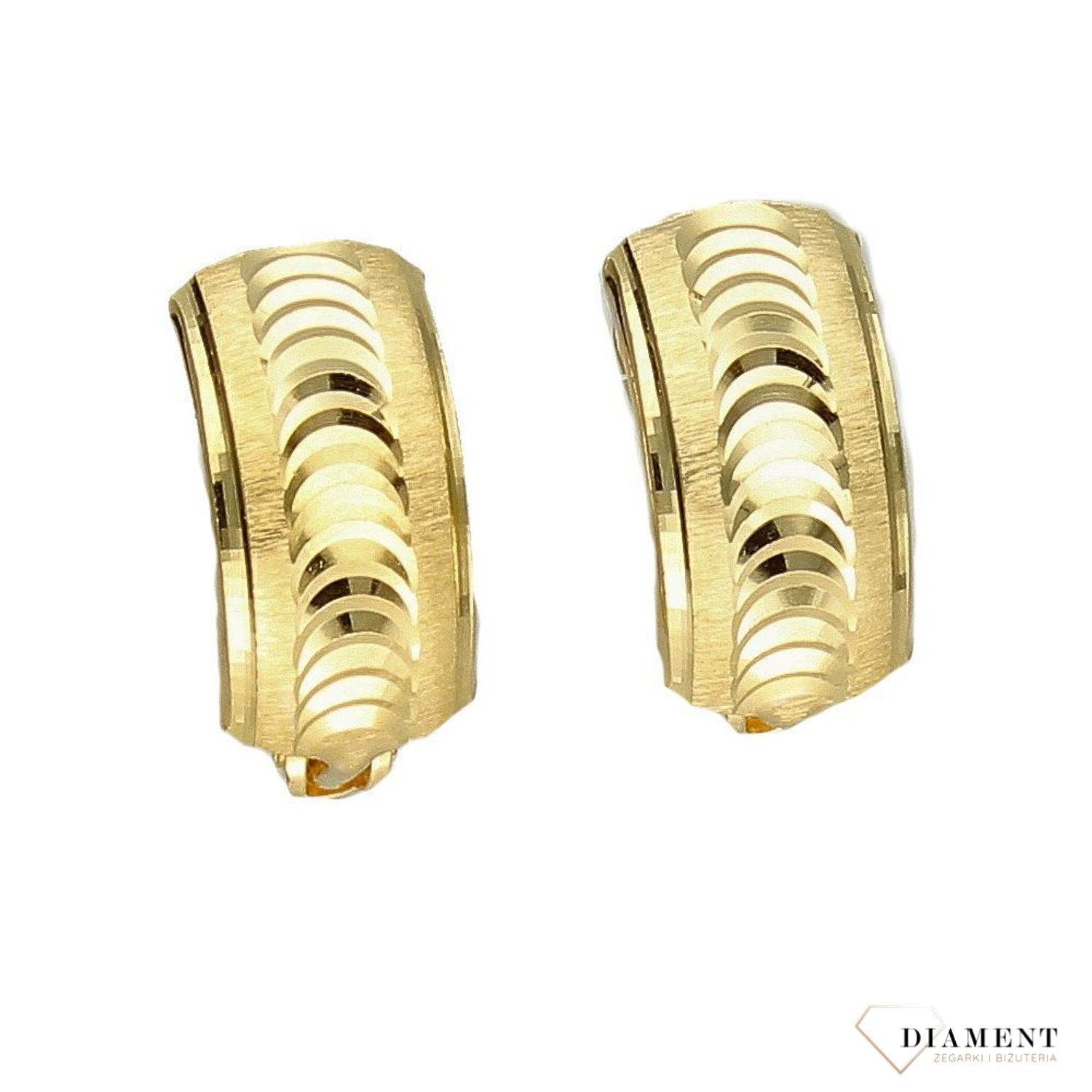 Złote kolczyki 585 grawerowane ozdobnym środkiem KL 2349F 585.jpg